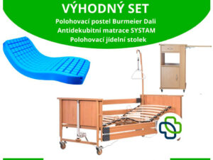 VÝHODNÝ SET: Polohovací postel BURMEIER DALI | Zdravotní matrace | Polohovací stolek - Image 1