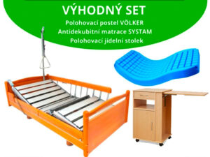 VÝHODNÝ SET: Polohovací postel VÖLKER | Zdravotní matrace | Noční stolek Hermann - Image 1